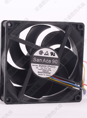 三洋 9GA0912P4G05 12V 0.28A 9cm/厘米9025四线静音pwm温控风扇