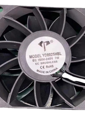 YD亿达风机YD8025HBL EC100V-240V 7W增压大风量机柜散热风扇8CM
