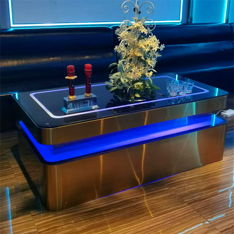 现货ktv酒吧不锈钢茶几发光