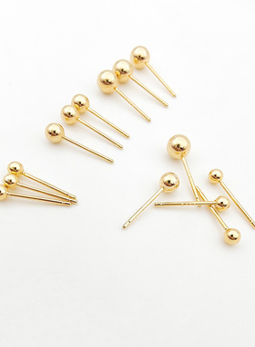 通体S999银镀金光面高级感耳钉免摘时尚百搭耳饰