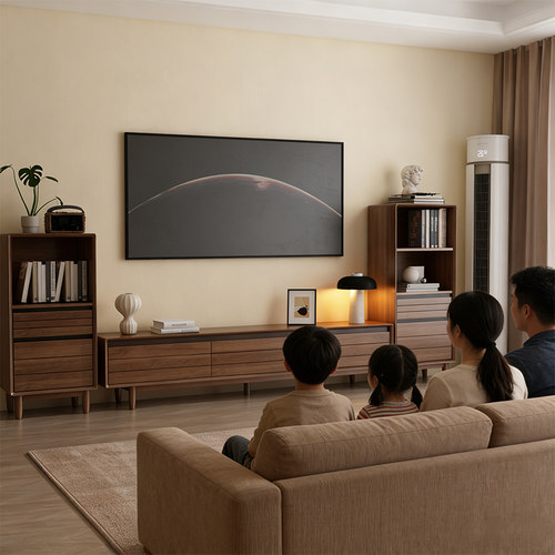 中古风实木电视柜茶几一体小户型