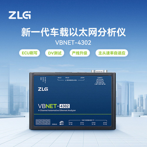 ZLG致远电子 高性能多通道百兆千兆车载以太网分析仪 VBNET系列