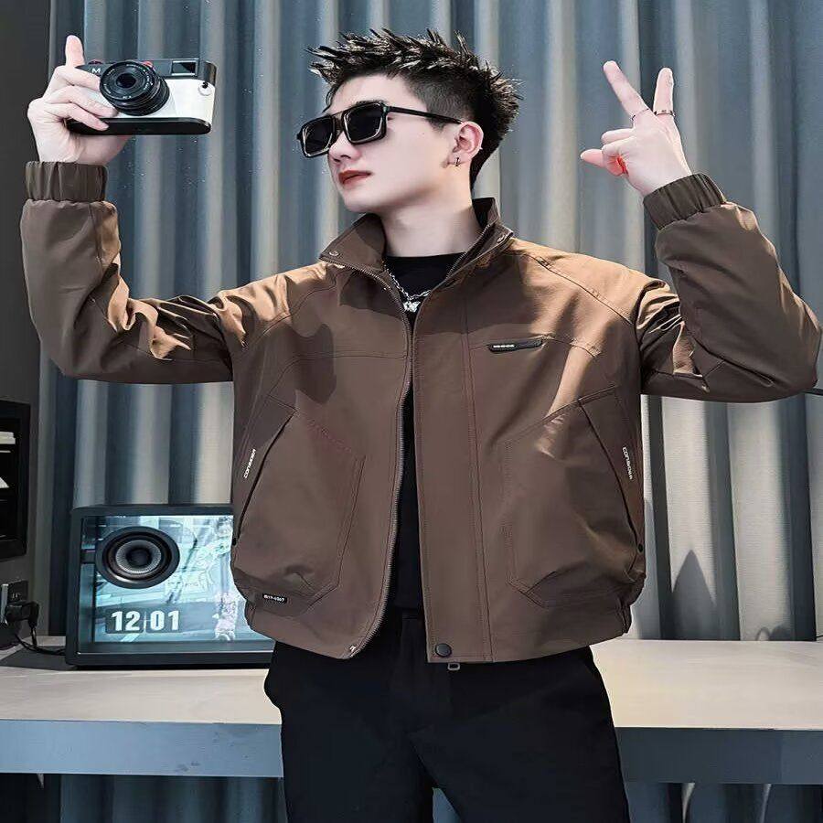 春秋款高级感夹克男款修身潮牌上衣2025新款潮流痞帅炸街外套