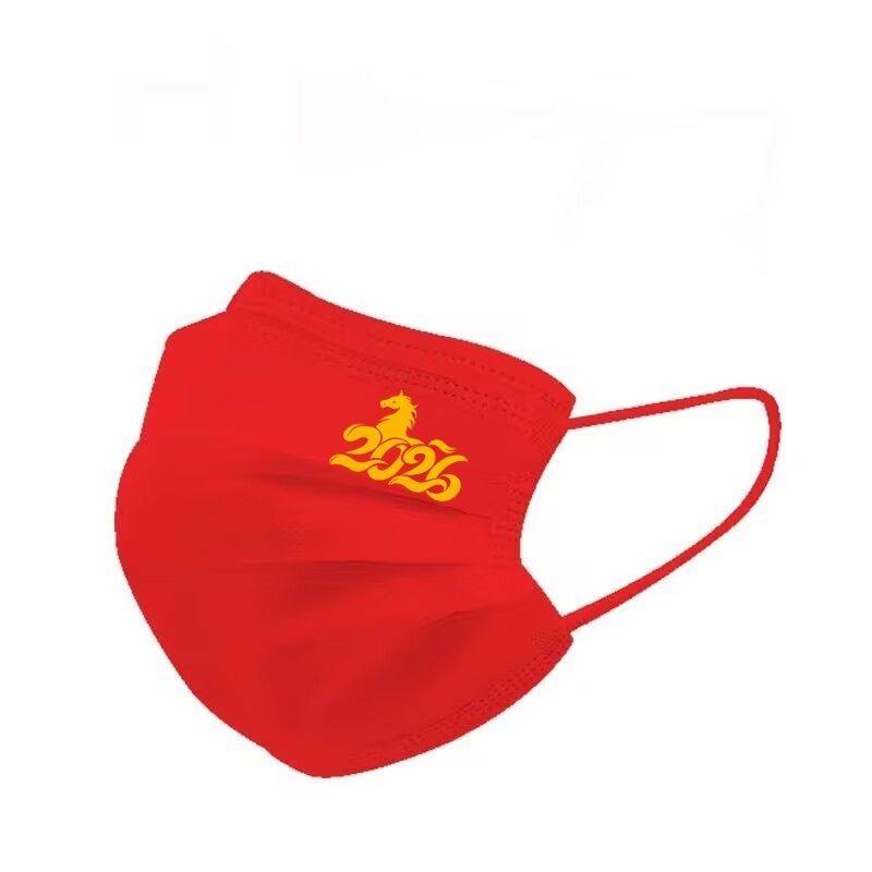 2026马年大吉喜庆红口罩新年红口罩时尚创意个性图案潮款印字