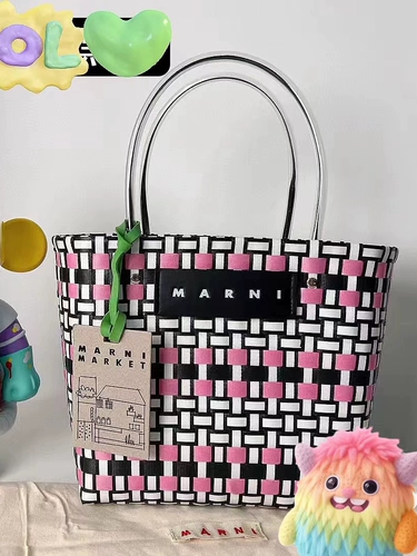 [Пятно] Марни Мани овощная корзина с тканом сумкой 23 Новая благотворительная сумка для покупок вручную ежедневно