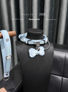 PuppyJoy「蓝色蝴蝶结」choker狗狗项圈高端手工高定