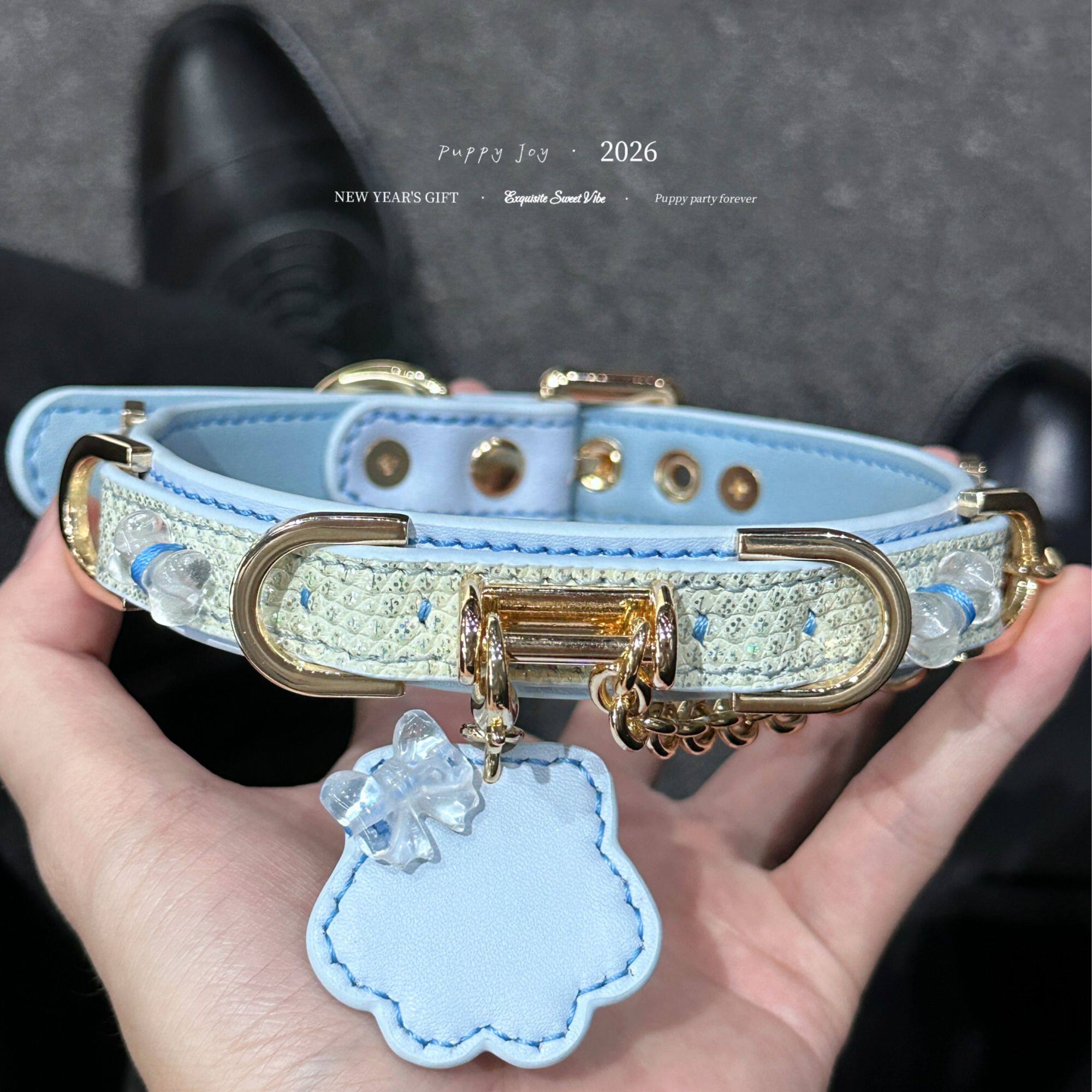 PuppyJoy独家「天空信笺」蜥蜴皮chocker项圈高级手工定制