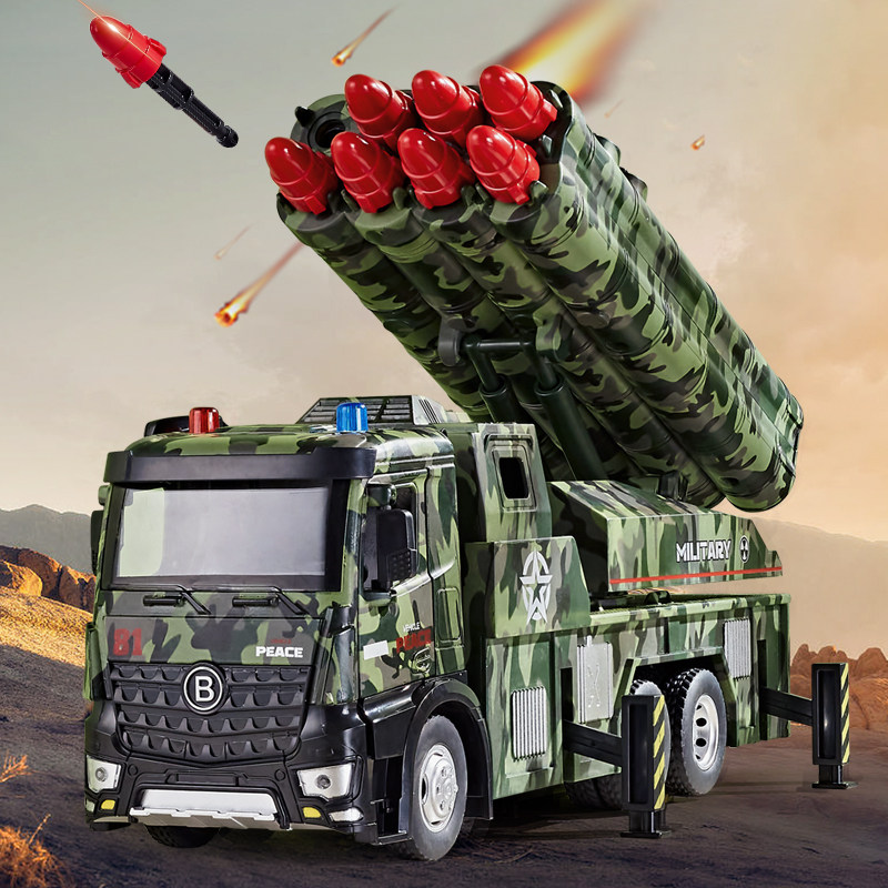 大号合金导弹车玩具男孩火箭大炮发射军事模型洲际防空儿童玩具车