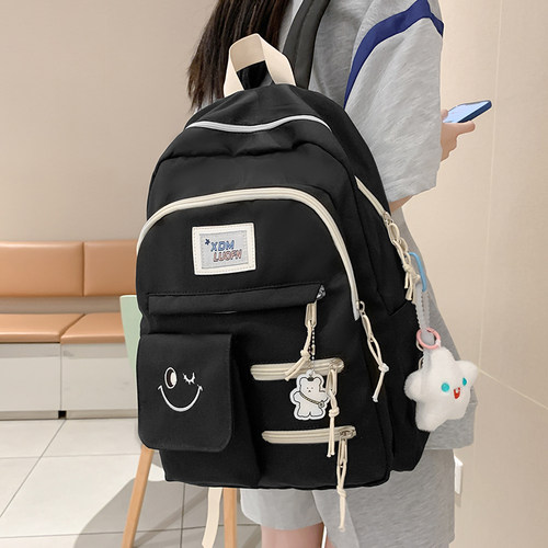 校园涤纶书包女生小学三到五