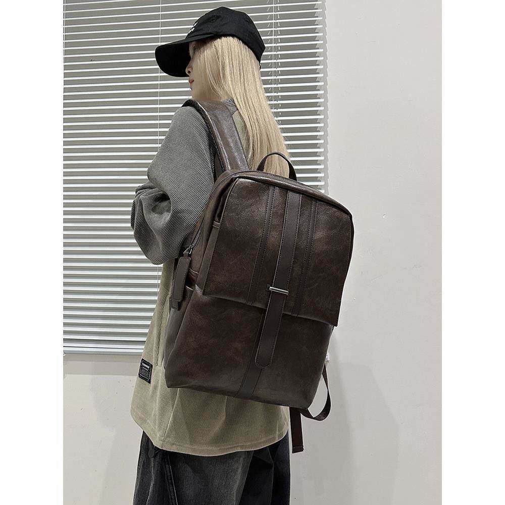 男女同款简约复古双肩包2026新款大容量通勤商务电脑背包上课书包,箱包皮具/热销女包/男包,双肩背包,淘宝优惠券,粉丝福利购,淘宝优惠卷