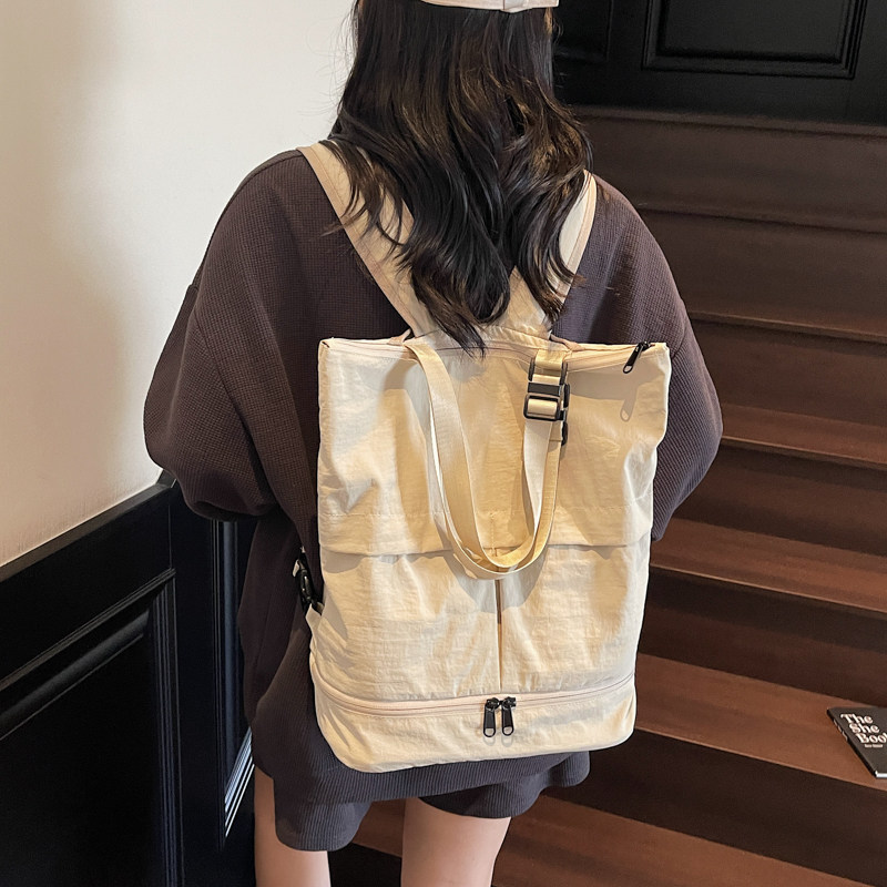 两用双肩包男女大容量单肩托特包手提拎包小众轻便旅行背包带鞋仓