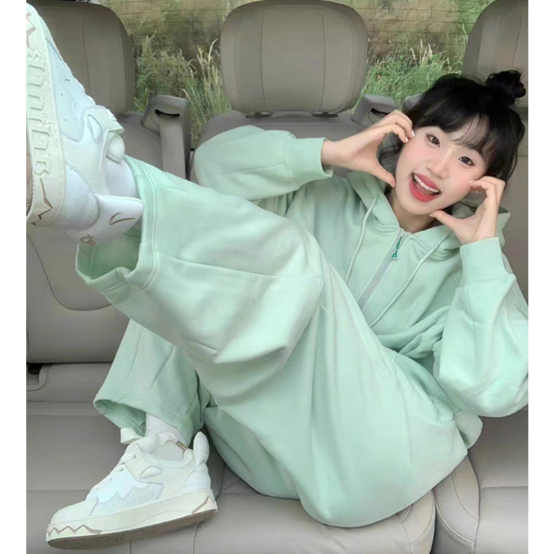 早春多巴胺运动服套装女学生韩系宽松一整套卫衣卫裤休闲两件套潮