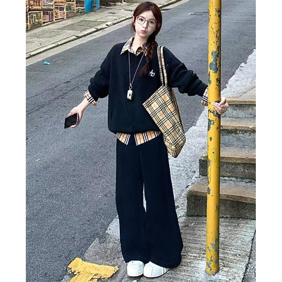 高级感穿搭#假两件卫衣洋气套装