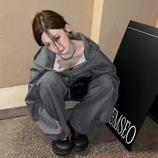 韩版 网红炸街休闲时尚 新款 女春秋季 学生宽松显瘦运动两件套潮 套装