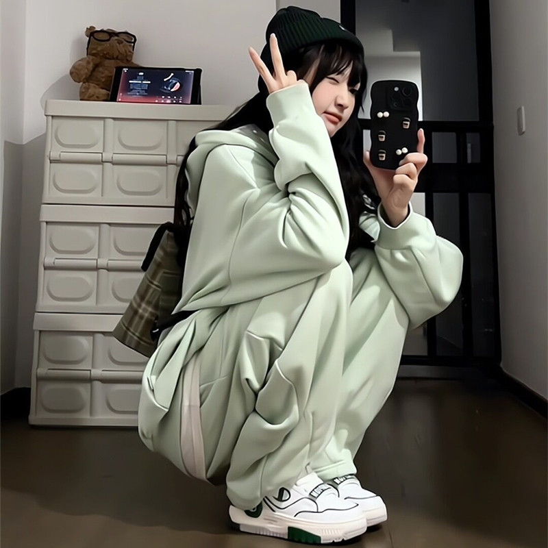 慵懒风宽松显瘦运动套装女春秋季韩版学生时尚跑步休闲两件套