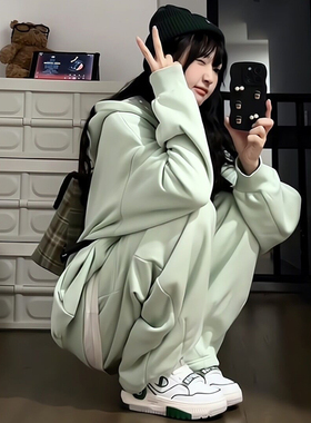 慵懒风宽松显瘦运动套装女春秋季韩版学生时尚跑步卫衣休闲两件套