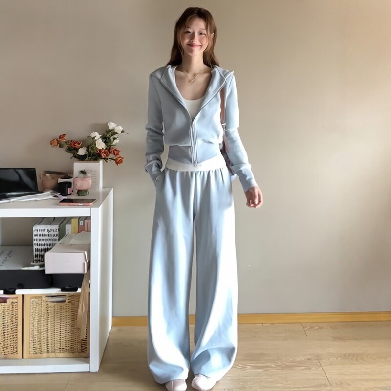 韩系显白显瘦卫衣运动套装女