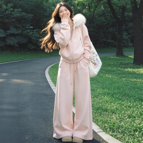 春秋韩系甜美减龄卫衣两件套女