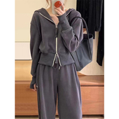 学生宽松显瘦时尚 女春秋季 休闲两件套 设计感连帽卫衣运动套装 韩版