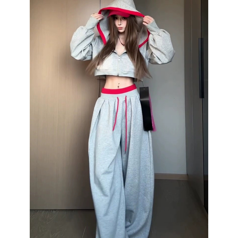 美式慵懒风穿搭#连帽卫衣套装