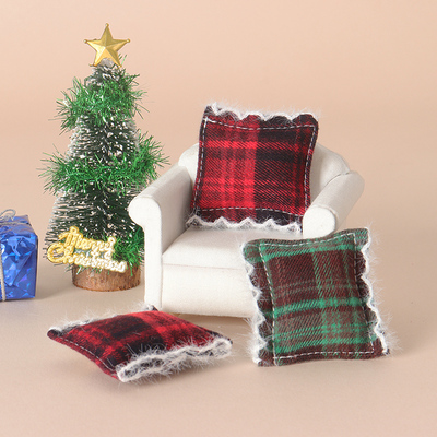 Dollhouse娃娃屋迷你圣诞抱枕 微缩家居客厅场景装饰道具模型配件