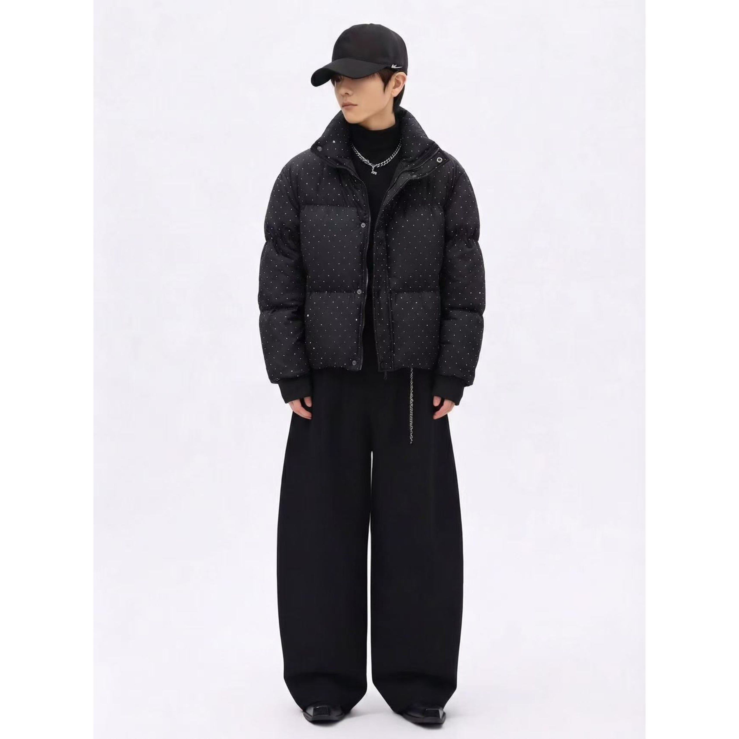 高级感重工烫钻满天星棉服男冬季新款加厚保暖短款时尚棉衣外套潮,男装,棉衣,淘宝优惠券,粉丝福利购,淘宝优惠卷