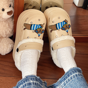 明星同款高跟9CM加绒洞洞鞋女秋冬婚纱照增高结婚拖鞋厚底婚鞋女