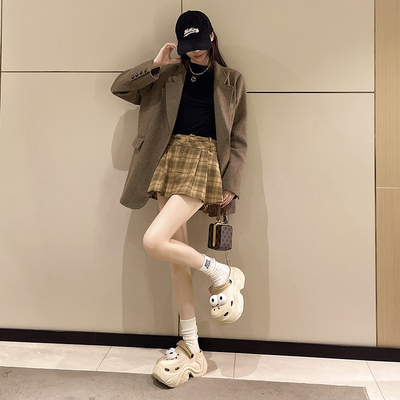 多巴胺厚底10厘米高跟洞洞鞋女夏外穿新款增高防滑包头沙滩凉拖女