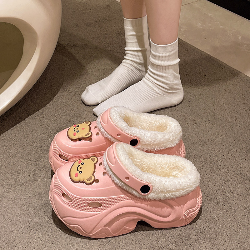 高跟9CM加绒洞洞鞋女冬防滑拍婚纱照增高神器拖鞋松糕鞋厚底婚鞋,居家布艺,居家棉拖/棉鞋,淘宝优惠券,粉丝福利购,淘宝优惠卷