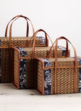 竹篮竹编空礼品盒子 螃蟹端午节粽子包装盒 中秋月饼年货土特产