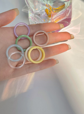 树脂亚克历百搭戒指透明8号