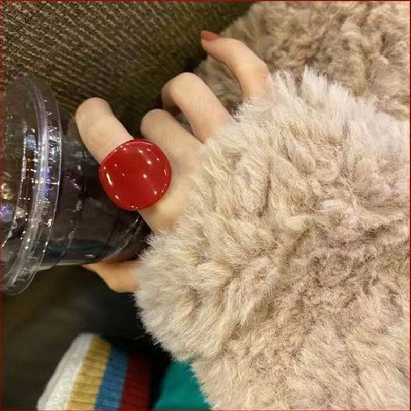 新年红色戒指女2025新款爆款轻奢小众高级感食指戒不掉色指环