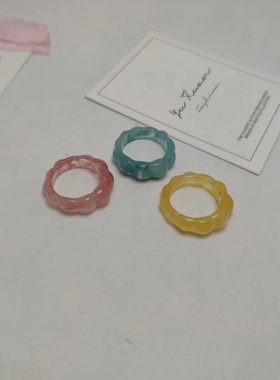 女树脂日韩迷你色彩戒指超值