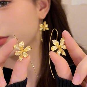 轻奢宫廷风金色风鸢尾花耳钩时尚