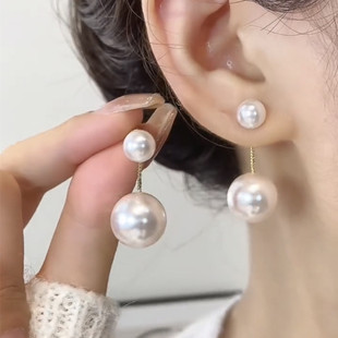 925银针珍珠流苏耳环小众设计高级感一款 两戴耳钉气质显脸瘦耳饰