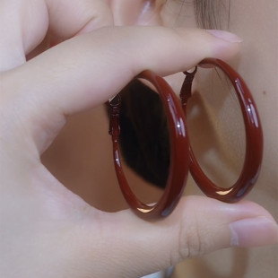 复古安克拉红色大耳圈女轻奢小众高级感秋冬夸张圈圈耳环气质耳饰