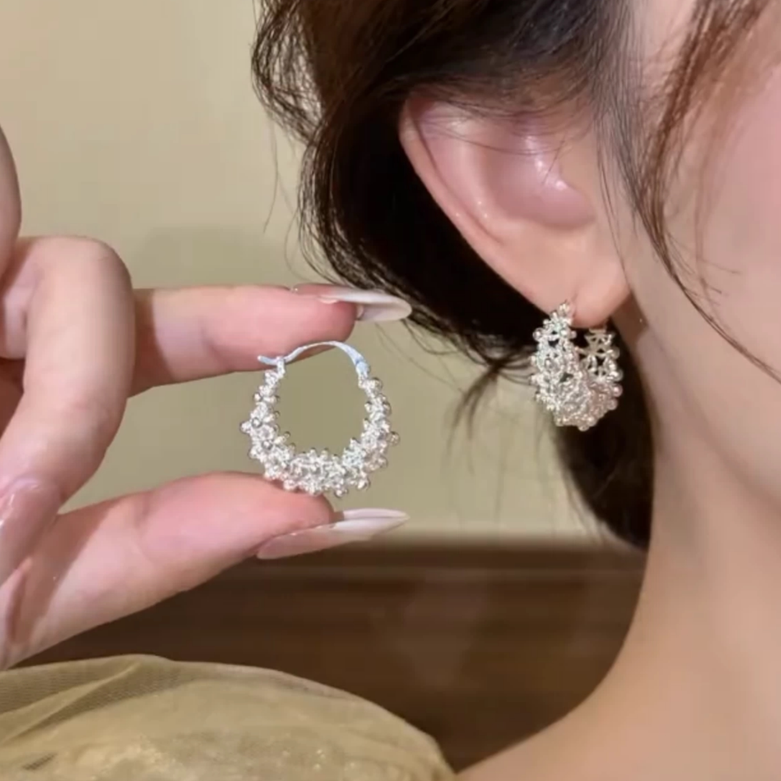 小众轻奢立体镂空花篮耳环耳扣女