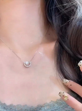 轻奢高级感月牙猫眼石珠珠项链女