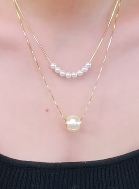 2025新款双层珍珠项链气质百搭女