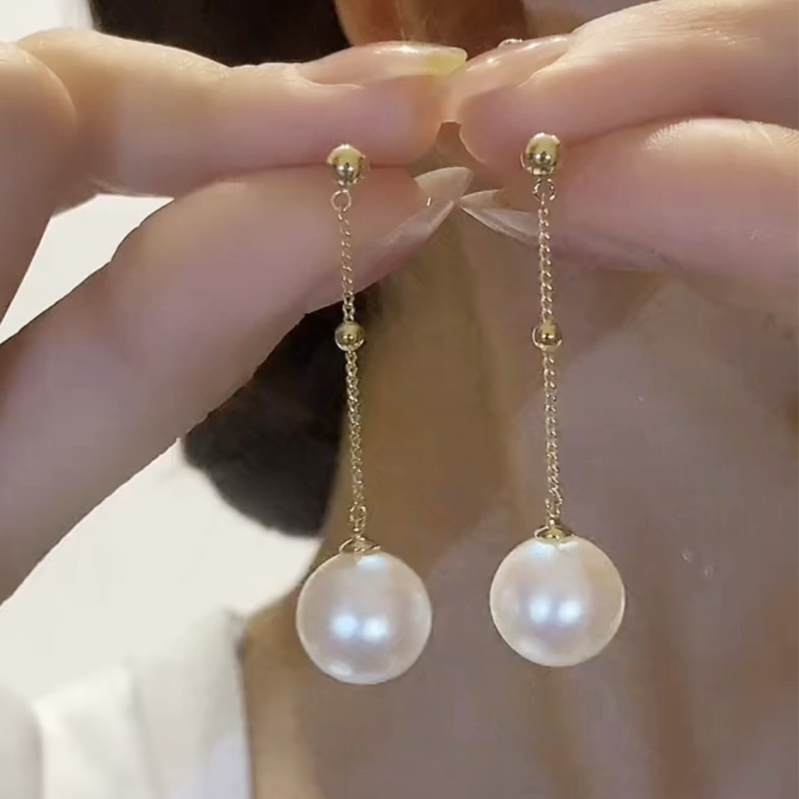 超仙气质长款珍珠流苏耳环女