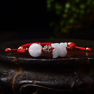 麦玲玲红绳手链 天然a货翡翠十二生肖手链