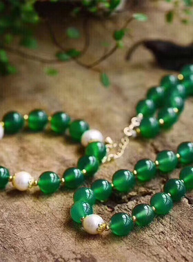 天然绿玛瑙项链买一送一