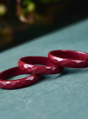 紫金砂指环 天然原矿朱砂指环跑环戒指 精工细作 做工精美