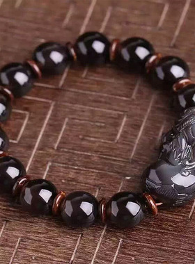 彩虹眼黑曜石饰品礼物貔貅手链