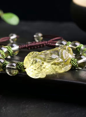 手工编织貔貅财运天然黄水晶