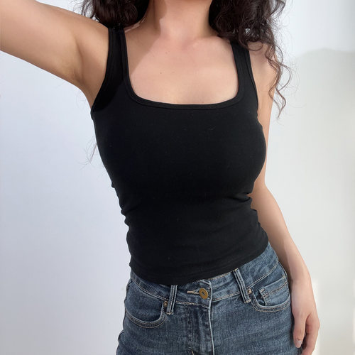 BERAN 欧美风性感U领纯色百搭弹力修身高腰短裤打底背心自带胸垫