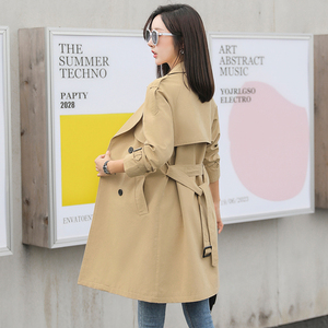 风衣外套女小个子2023新款韩系中长款春秋大码卡其色大衣今年流行
