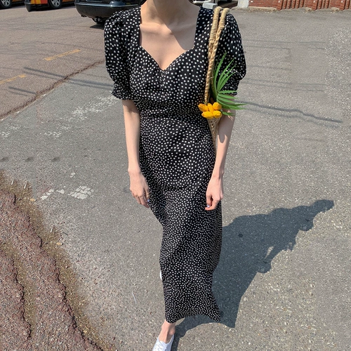 Летнее платье, ретро длинная юбка, в цветочек, французский стиль