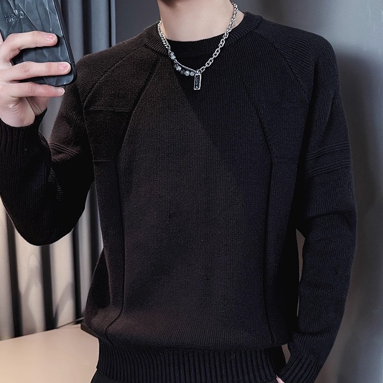 高级感针织打底衫潮牌痞帅纯色百搭内搭毛衣2025新款男士秋冬线衣