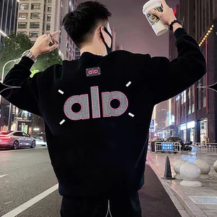 T恤青年休闲痞帅打底衫 字母印花长袖 外套 新款 轻奢潮牌卫衣男秋季